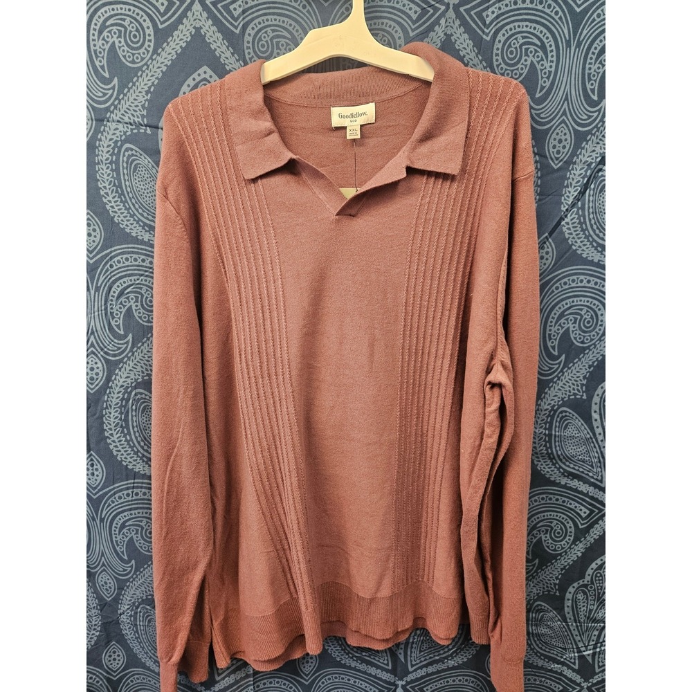 Goodfellow & Co Mens Long Sleeve Sweater Polo Berry XXL